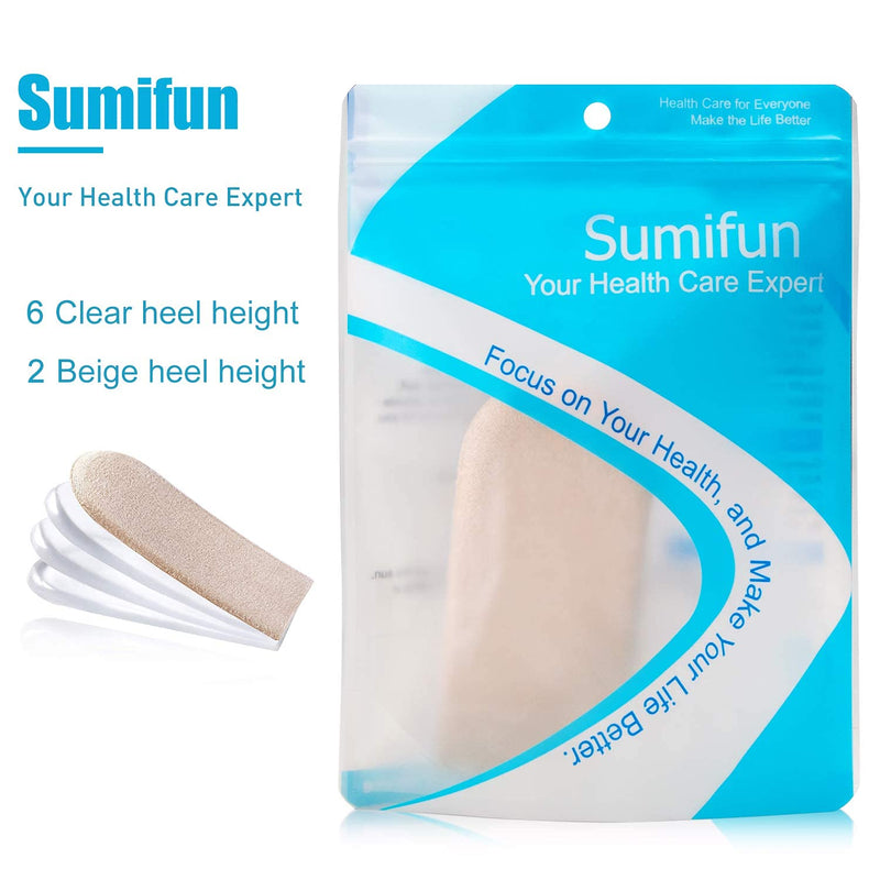 [Australia] - Sumifun Heel Lift Inserts, 4-Layer 1 Inch Gel Shoe Heels Inserts for Women, Adjustable Orthopedic Heel Pads for Heel Pain and Leg Length Discrepancies, Heel Cups 1/4" 1/2" 3/4" (Size S, 1 Pair) 