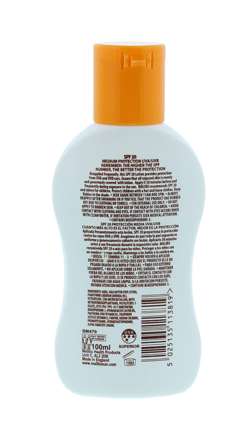 [Australia] - Malibu Sun SPF 20 Lotion, Medium Protection Sun Cream, Water Resistant, Vitamin Enriched, 100ml 