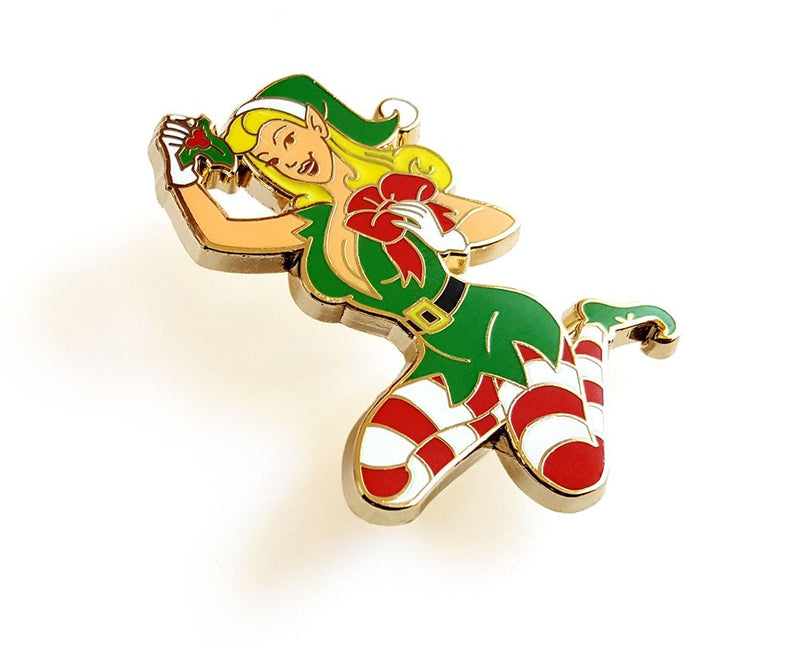 [Australia] - Pinsanity Cute Christmas Holiday Pin Up Elf Enamel Lapel Pin 