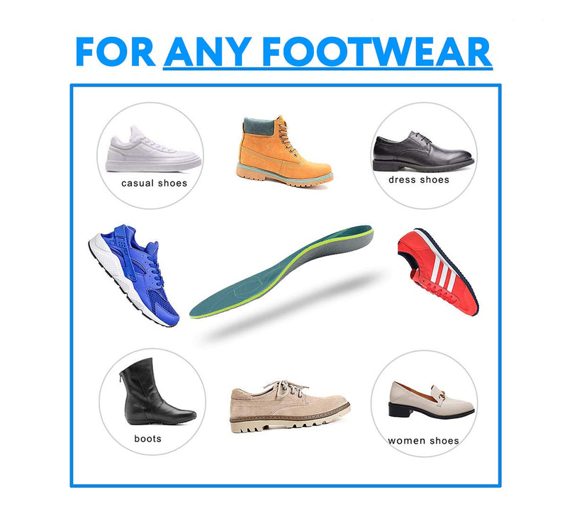 [Australia] - Flat Feet Arch Support Insoles Plantar Fasciitis Forefoot Pain - Shock Absorption for Walking MEN (9-9 1/2) | WOMEN (11-11 1/2) --280MM-11.02" Armygreen 