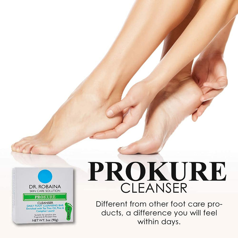 [Australia] - Dr. Robaina Skin Care Solution PROKURE Cleanser Daily Foot and Hand Cleansing Bar for People Prone to Nail Fungus, Athlete’s Foot and Other Foot and Hand Dermatitis 3 oz (90g) 