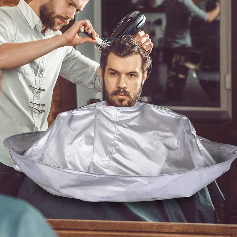 [Australia] - Hair Cutting Cloak Umbrella Cape Salon Barber Use at Home or Salon Stylist Hairdressing (Adult, Silvery) Adult 