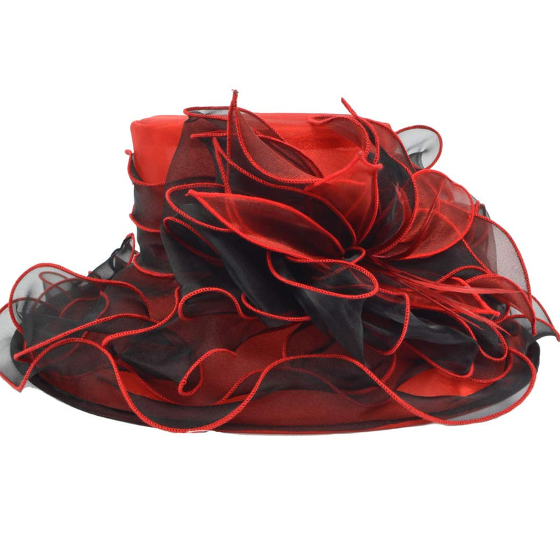 [Australia] - Women Kentucky Derby Church Dress Fascinator Wide Brim Tea Party Wedding Hats S042b S037-red 