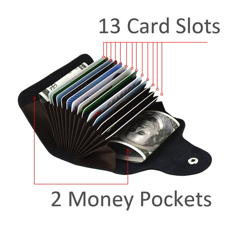 [Australia] - Credit Card Organizer Snap Wallet Small Money Cases Holder Genuine Leather Mini Purse for Men Women,Gift Box Package Dark Brown 