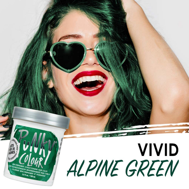 [Australia] - Punky Alpine Green Semi Permanent Conditioning Hair Color, Non-Damaging Hair Dye, Vegan, PPD and Paraben Free, Transforms to Vibrant Hair Color, Easy To Use and Apply Hair Tint, lasts up to 35 washes, 3.5oz 