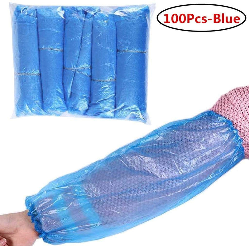 [Australia] - HOT BARGAINS Disposable Arm Sleeves Covers Plastic Oversleeves For Home Cleaning Medical Waterproof Cover One Size Blue (PACK OF 100) 