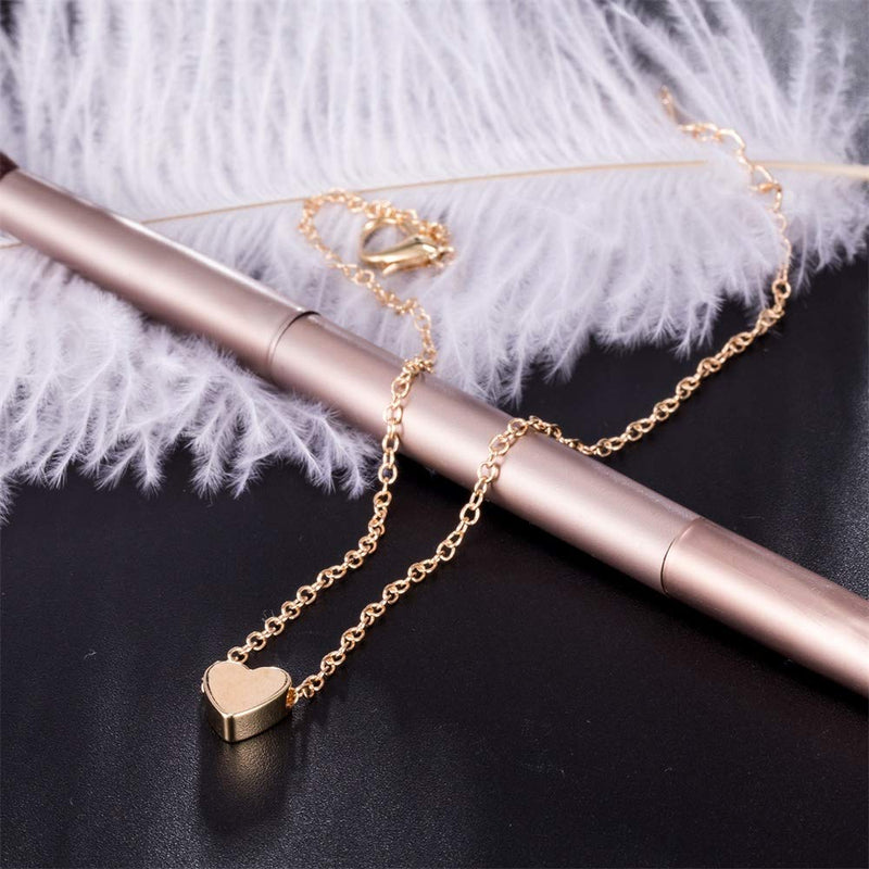 [Australia] - Fesciory Women Heart Anklet Adjustable Beach Layered Ankle Bracelets for Teen Girls Gold Alloy Foot Chain Jewelry 