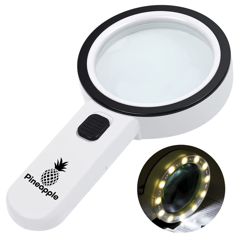 [Australia] - Pineapple Magnifying Glass with Light, 30X Handheld Large Magnifying Glass, LED Lighted Magnifier, High Powered Magnifying Glasses for Seniors, Macular Degeneration, Reading, Elderly 