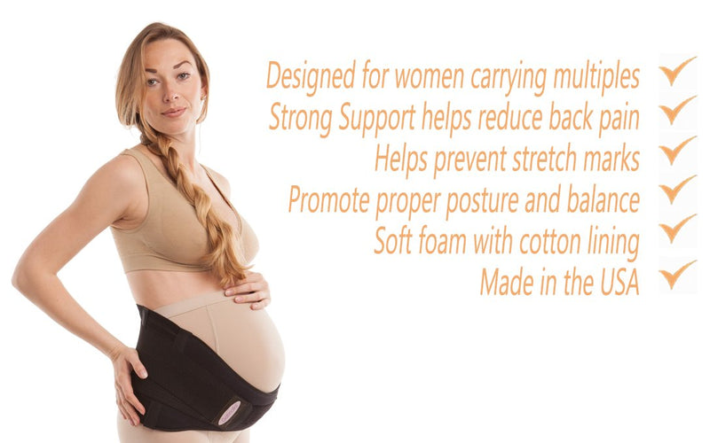 [Australia] - GABRIALLA Strong Back and Belly Support Belt for Twin Pregnancy, Helps Prevent Stretch Marks and Reduce Lower Back Pain, Baby-Safe Design, Soft and Gentle on the Skin, MS-99 Comfortable Belly Band Black Large (Pack of 1) 