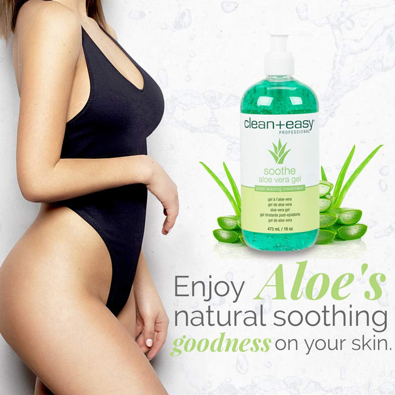 [Australia] - Clean + Easy Soothe Aloe Vera Gel Post Waxing Treatment, Calms and Soothes Irritated Skin After Waxing, Non-greasy and Gets Rid Of Excess Wax Residue, 16 oz 