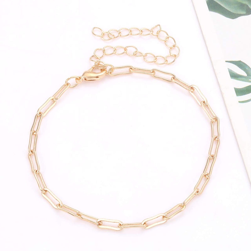 [Australia] - CEALXHENY Paperclip Chain Necklace Bracelet for Women Men Chunky Oval Rectangle Link Choker Necklaces Minimalist Fashion Jewelry Set Gold 