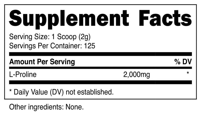 [Australia] - Nutricost L-Proline Powder 250 Grams - 2,000mg Per Serving, Non-GMO 