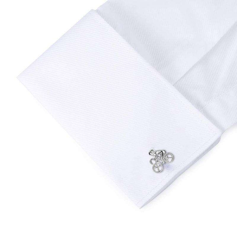 [Australia] - HONEY BEAR Cufflinks for Mens Racing Bike Bicycle Cyclist Sports Gift Silver 