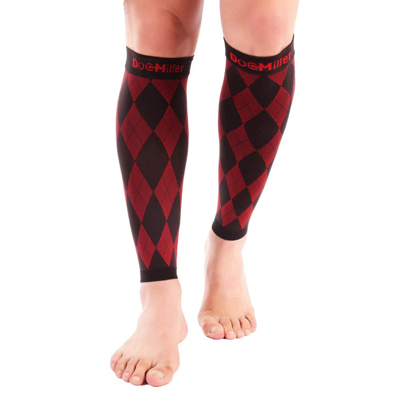 [Australia] - Doc Miller Calf Compression Sleeve for Men & Women - Fast Leg Pain Relief from Shin Splints, Varicose Veins - All Day Calf Support for Running, Travel & Everyday Use Black.Red Medium 