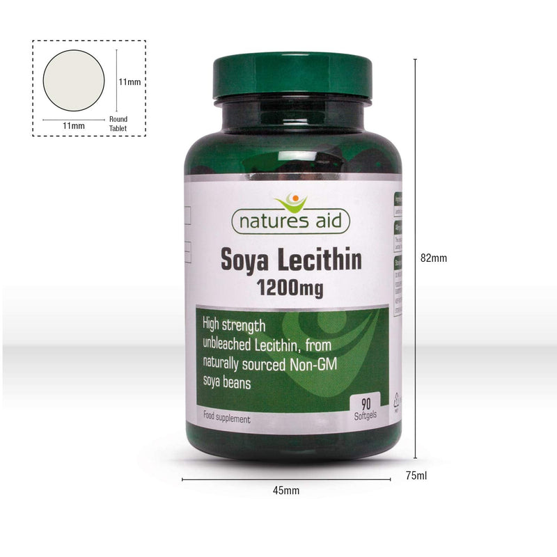 [Australia] - Natures Aid Lecithin, 1200 mg, 90 Softgels (Produced from Naturally Sourced, Non-GM Soya Beans, Source of Phospholipids, Made in the UK) 
