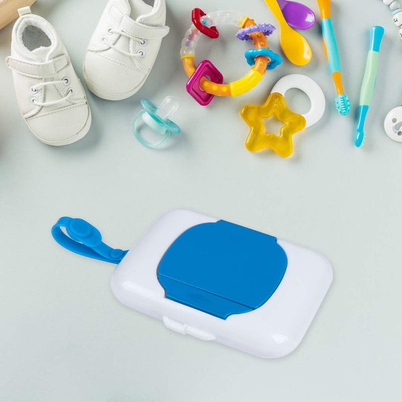 [Australia] - Healifty Wet Wipe Box Portable Refillable Baby Wipes Dispenser Holder Wipes Carrying Case for Travel Home Office (Blue) 1 Count (Pack of 1) Blue 