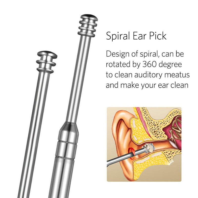 [Australia] - 8 Pcs Ear Pick Earwax Removal Kit, Geengle Ear Cleansing Tool Set, Ear Curette Ear Wax Remover Tool with a Cleaning Brush and Storage Box 