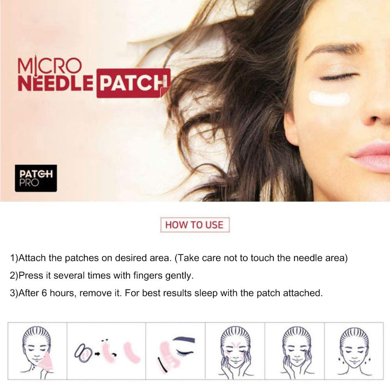 [Australia] - PATCH PRO MICRO NEEDLE PATCH 8pcs, self-dissolving microneedle patch, facial anti-wrinkle patches, crosslinked hyaluronic acids for forehead lines, smile line, fine line, eye wrinkle, Puffy eyes 