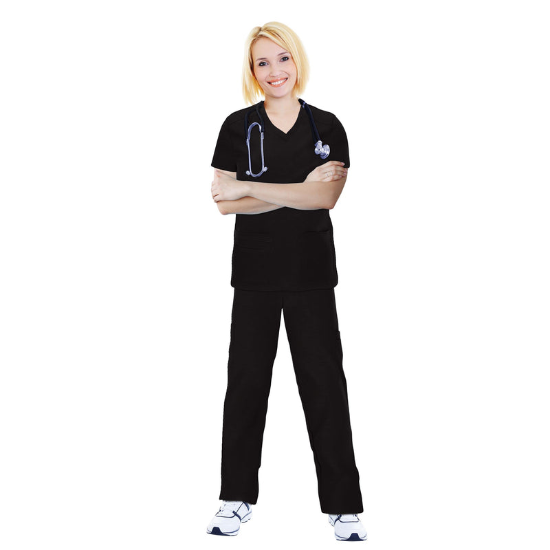 [Australia] - Bahoki Essentials Scrub Set - Comfortable and Durable - Ideal for Nurses and Other Medical Roles - All Day Comfort Black X-Large 