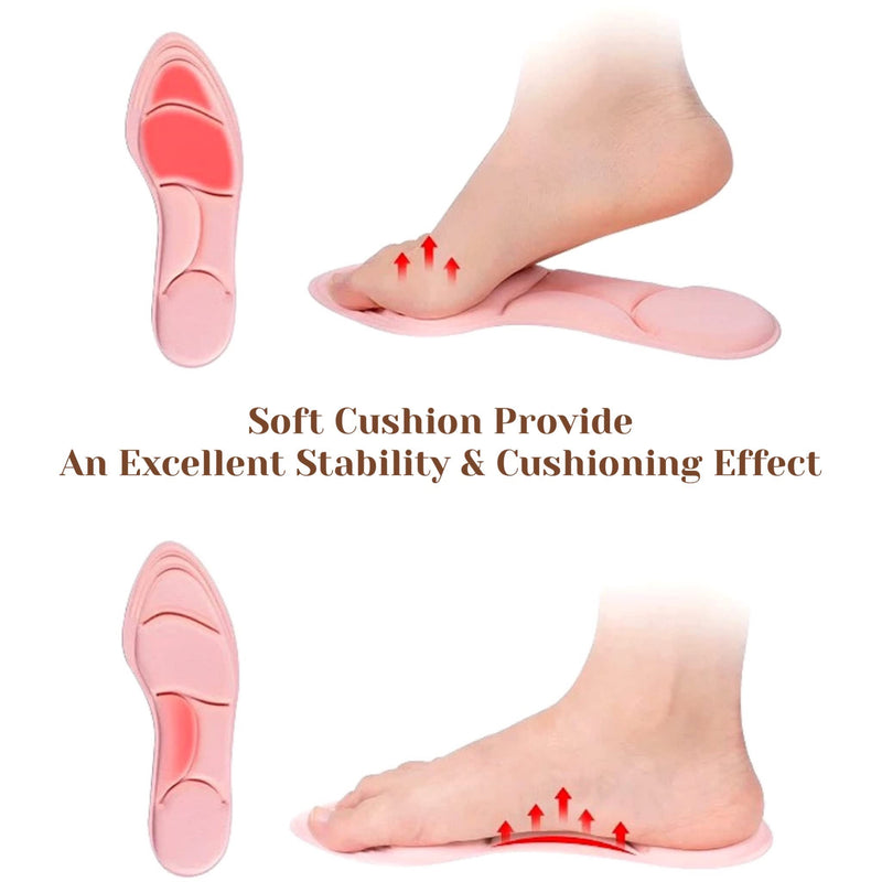 [Australia] - CB 2 Pairs 5D Sponge Insoles Shoe Inserts Liners Cushion Breathable Absorption Arch Pain Barefoot Support Heel Pain Relief Fit Women 5-8.5, Men 4-7, Black Style A-2 Pairs Black 