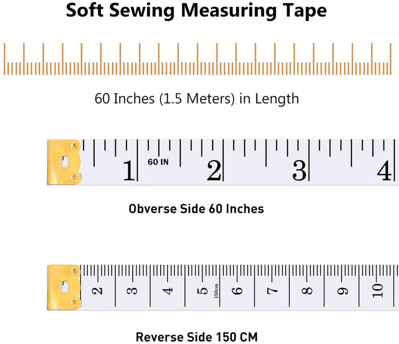 [Australia] - Dual Sided Body Measuring Ruler Sewing Cloth Tailor Tape Soft Tape for Measure Chest/Waist Circumference, 60inch/150cm White, Font Black 3PCS 