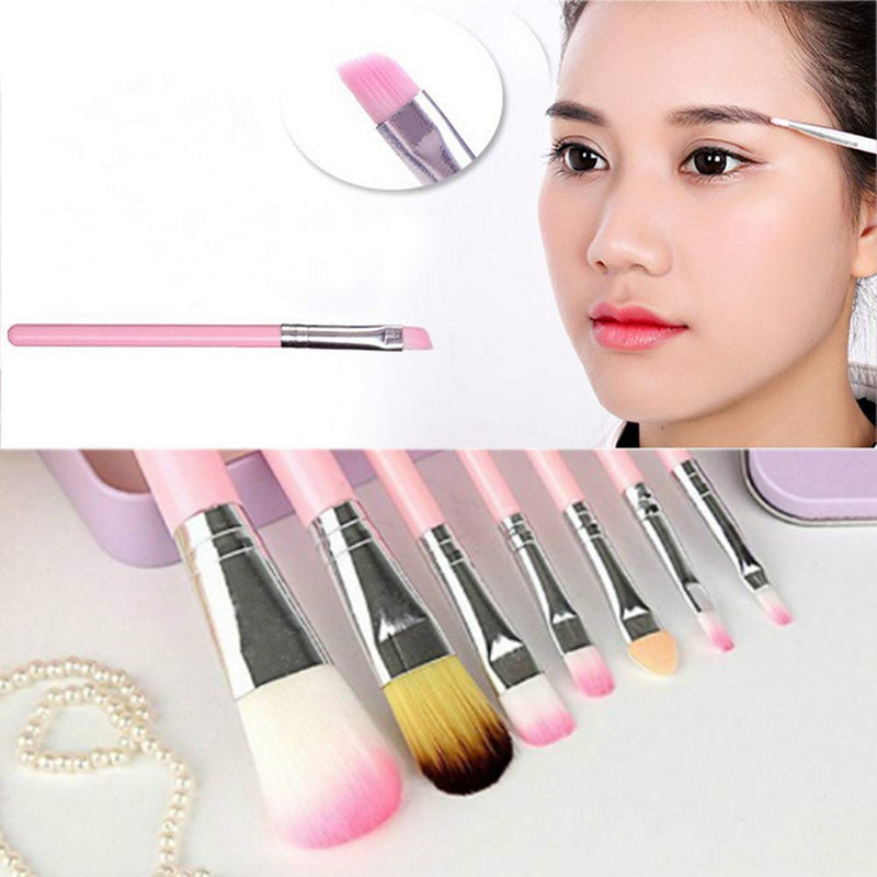 [Australia] - Children Makeup Brushes, 7Pcs Makeup Brush Set Foundation Eyebrow Eyeliner Brush Cosmetic Concealer Brushes for Kids Girls, Women trave - Pink with case 