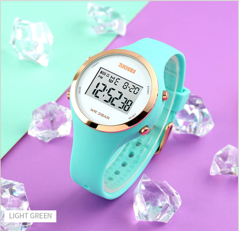 [Australia] - Youwen Watch Students Sports Digital Watches for Boys Girls,Colorful Luminous Electronic Chronograph Week Date Wristwatch with Supper Soft Silicone Strap Green 