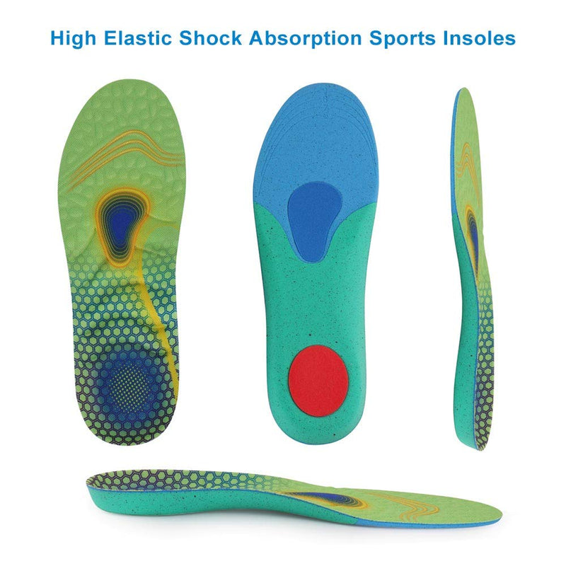 [Australia] - VSUDO Shock Absorption Sports Shoe Insoles, Athletic Running Hiking Comfort Insoles for Sneakers or Hiking Boots, High Elastic Massage Thick Insoles, Replacement Insoles/Inserts for Men or Women – L 