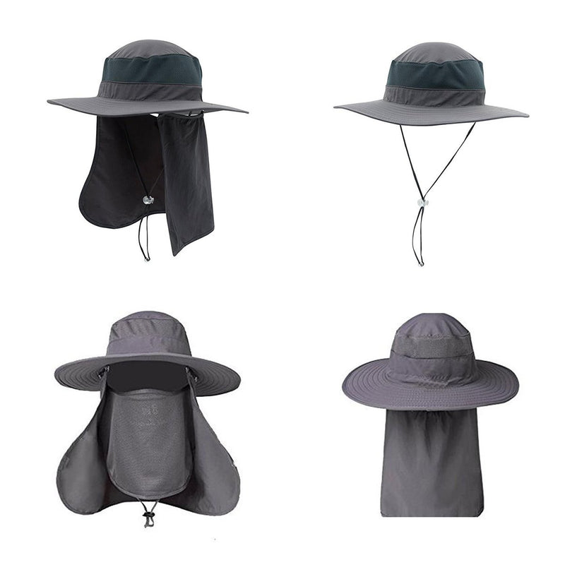 [Australia] - Surblue Wide Brim Cowboy Hat Unisex Foldeable Cap Sun Block UPF50+ Golf Fishing Hiking, Camping B-army Green 