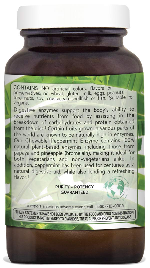 [Australia] - Natural Nutra Chewable Peppermint Digestive Enzyme Supplement, Stomach Relief, Heartburn, Papaya (Papain), Amylase, Bromelain, Lipase, and Protease, Vegan and Vegetarian, 100 Tablets 