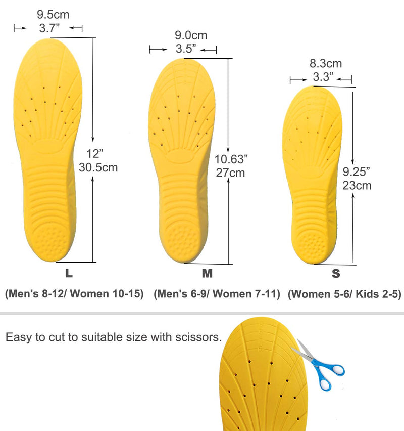 [Australia] - Shoe Insoles, Orthotic Insoles, Memory Foam Insoles Providing Great Shock Absorption and Cushion, Best Insoles for Men and Women for Everyday Use (S) S (Women 5-6/ Kids 2-5) 
