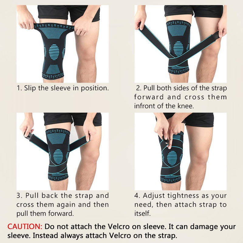 [Australia] - Beister 1 Pair Knee Compression Sleeves with Adjustable Straps for Men & Women, Professional Knee Support Brace for Meniscus Tear, Arthritis, Sports Joint Pain Relief, Running, Basketball Style 2-Black Large (2 Count) 