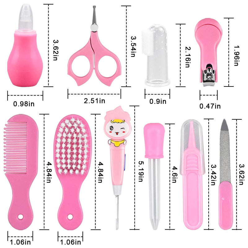 [Australia] - 10 Pcs Baby Grooming Kit Baby Healthcare Kit Newborn Baby Care Accessories Baby Health Care Set Baby Nail Clipper Scissors Hair Comb Brush Nose Cleaner Safety for Toddler Infant Nursing Grooming 