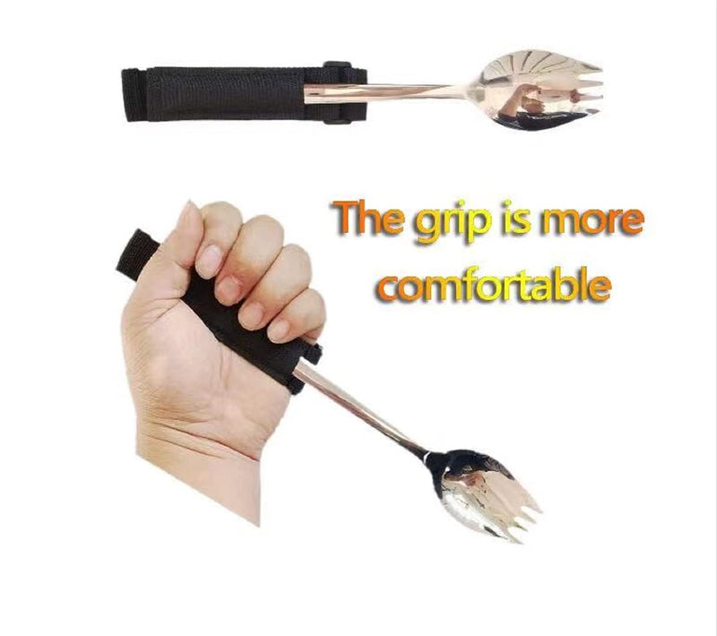 [Australia] - Healthman Spork Adaptive Utensils, Hand Cuff for Holding Cutlery, Eating Aids/Eating Assistance & Adaptive Utensil Holder for Weak Grip & Limited Mobility, Stroke, Arthritis(1 Pack) 