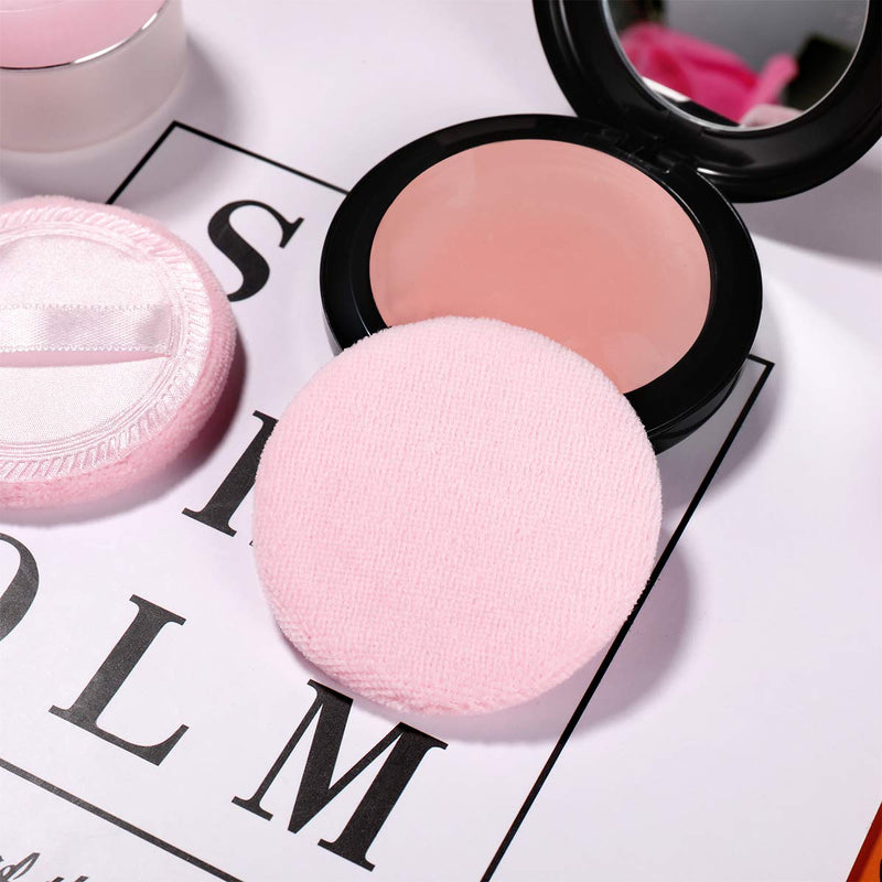 [Australia] - Frcolor 10pcs Powder Puff Pure Cotton Round Makeup Puff with Strap for Powder Foundation Loose Mineral Powder Body Powder (5.5 x 7mm Random Color) 