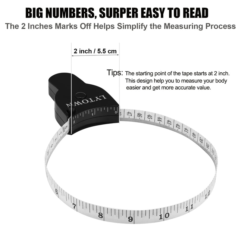 [Australia] - Body Tape Measure, 4Pcs Measuring Tape for Body 60 Inch(150cm), Retractable Soft Body Measurement Tape for Weight Loss, Fitness, Tailoring, Sewing, Crafting Clothes, Black+ Green black+green 