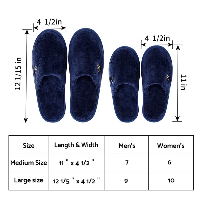 [Australia] - Spa Slippers, Closed Toe(6L+6M or 3L+3M) Disposable Indoor Hotel Slippers, Fluffy Coral Fleece, Padded Sole for Comfort- for Guests, Hotel, Travel (Blue-6Pairs) Blue-6pairs 