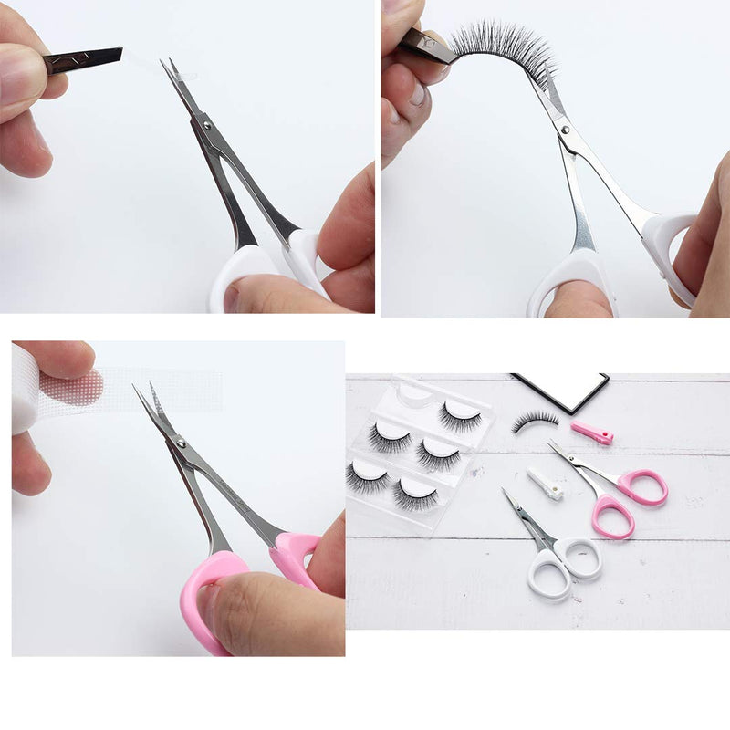 [Australia] - PAFASON Stainless Steel Curved and Straight Eyebrow Grooming Scissor Set with Safety Cover for Trimming Eyelash Eyebrow 