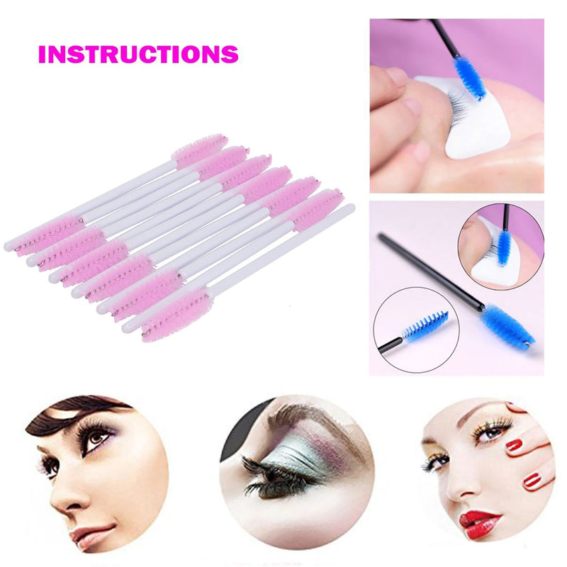 [Australia] - AKStore 100 PCS Disposable Eyelash Brushes Mascara Wands Eye Lash Eyebrow Applicator Cosmetic Makeup Brush Tool Kits (White-Pink) White-Pink 