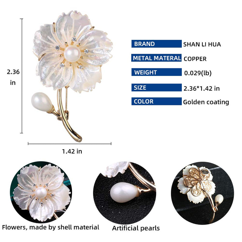 [Australia] - SHAN LI HUA 2020 Fashion New Flower Colored Brooch Girl's Jewelry Safety Pin Purple Grape White Shell Flower 