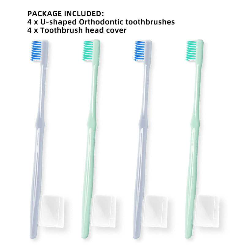 [Australia] - Y-Kelin U-Shaped Orthodontic Toothbrush 4 Color Pack, 4 color pack 4 Count (Pack of 1) 