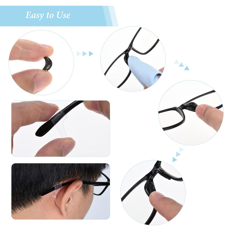 [Australia] - SUSSURRO Eye Glasses Nose Pads, 27 Pairs Silicone Screw-in Nose Pads Glasses Repair Kit with Tweezer Screws Cleaning Cloth Ear Hooks for Most Eyeglasses 