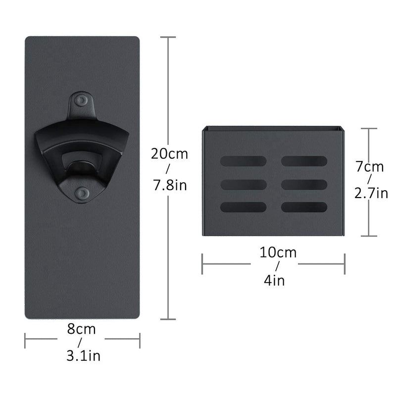 [Australia] - Mikytoper Magnetic Bottle Opener with Cap Catcher,Removable Wall Mounted Beer Bottle Opener for Kitchen Fridge,Beer Gifts for Men (Black) Black 