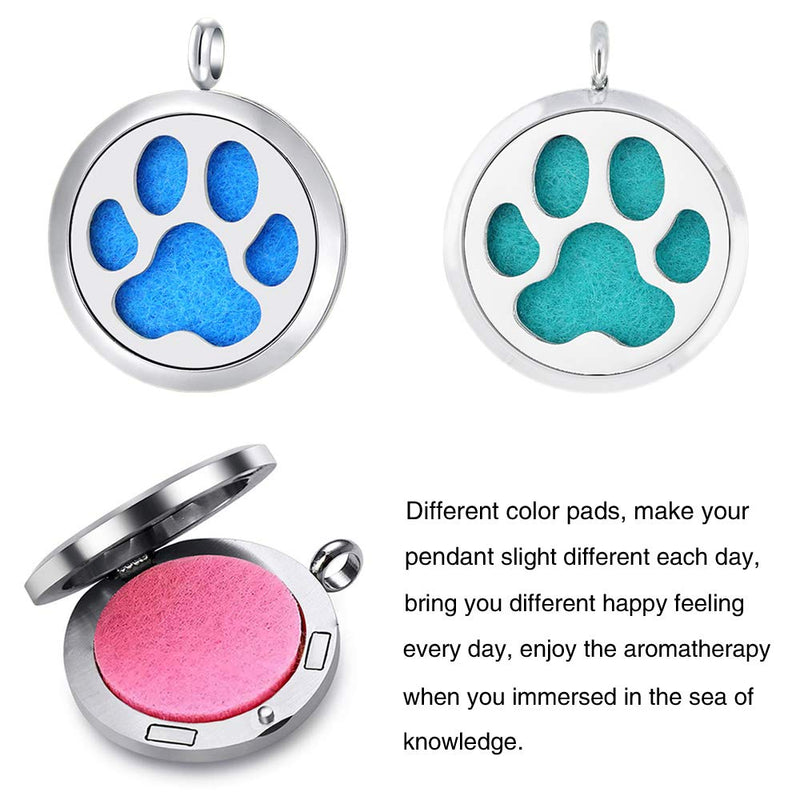 [Australia] - SWOPAN Essential Oil Diffuser Necklace Aromatherapy Locket Pendant Stainless Steel Necklace for Women Men Aroma Therapy Perfume Necklace Charms Pendant Hypo-Allergenic Jewelry Gift with 10 Refill Pads Dog Paw Diffuser Locket 