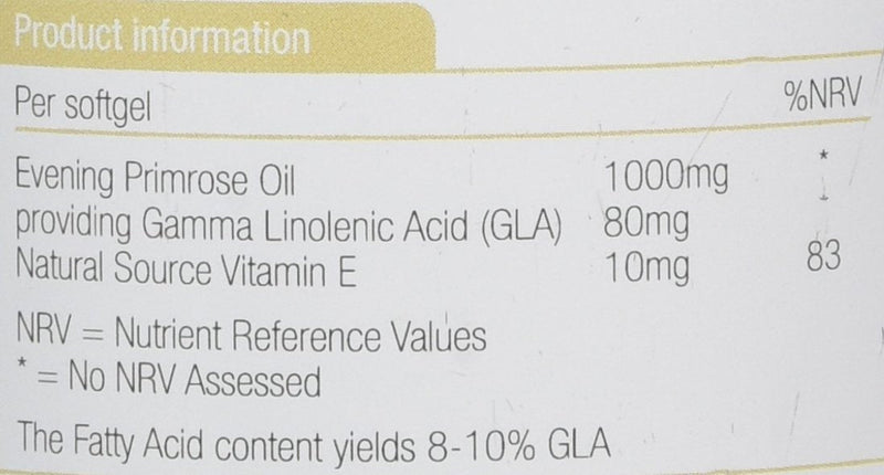 [Australia] - Natures Aid Evening Primrose Oil 1000 mg, Cold Pressed, Omega-6 GLA, 180 Softgel Capsules 