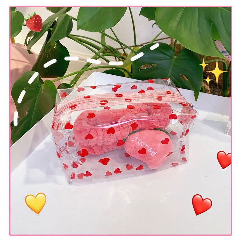 [Australia] - Clear Cosmetic Bags, 2Pcs Clear Cute PVC Fruit Makeup Bag Cute Travel Wash Cosmetic Pouch for Women Girls(Daisy + Love) Daisy+Love 