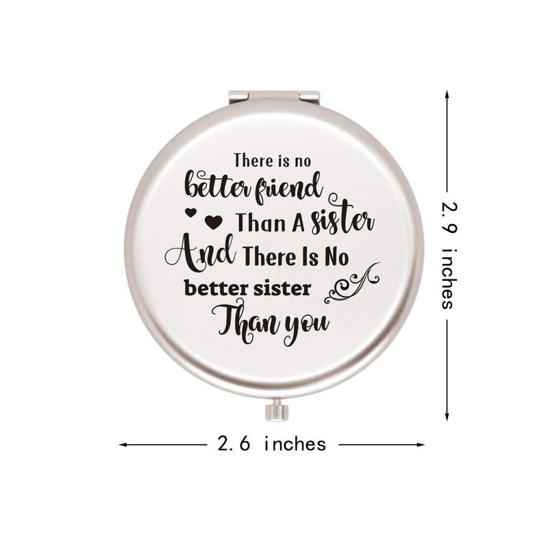 [Australia] - Muminglong Frosted Compact Mirror for Sister from Sister ,Brother, Birthday, Christmas Ideas for Sister-Better Sister (Silver) Silver 