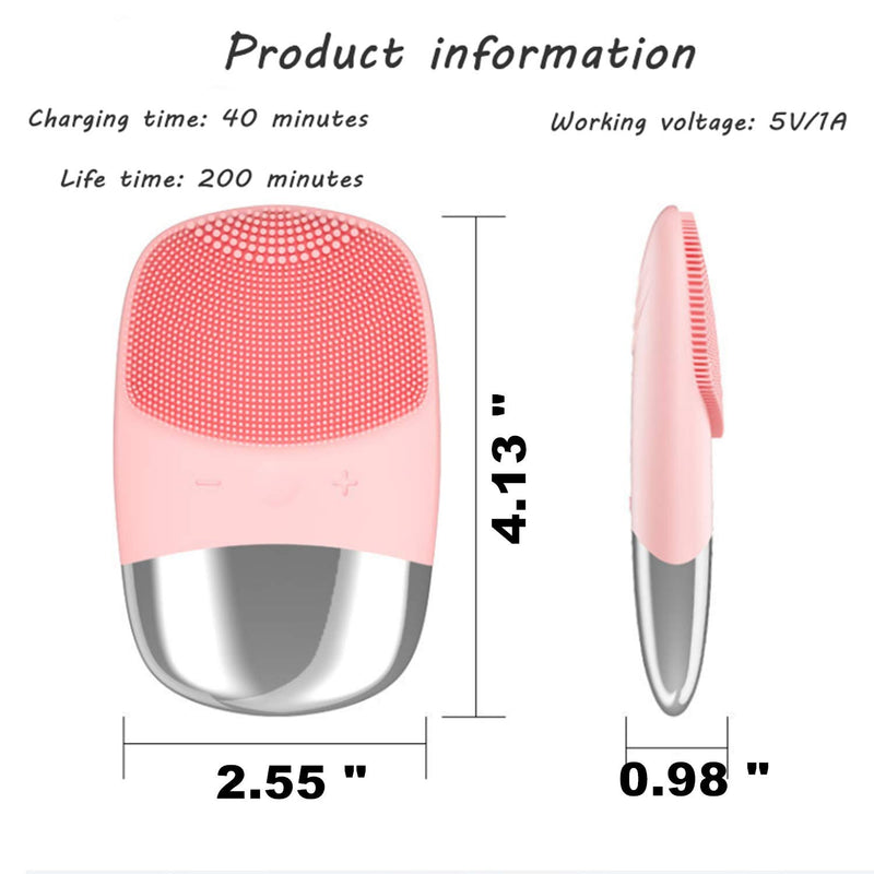 [Australia] - MEGAN Facial Cleansing Brush,USB Rechargeble Electric Silicone Face Scrubber,IPX7 Waterproof Sonic Facial Massager, 3 modes Cleans, 3-in-1 face brush for Blackhead Remover, Exfoliating（Pink） Pink 