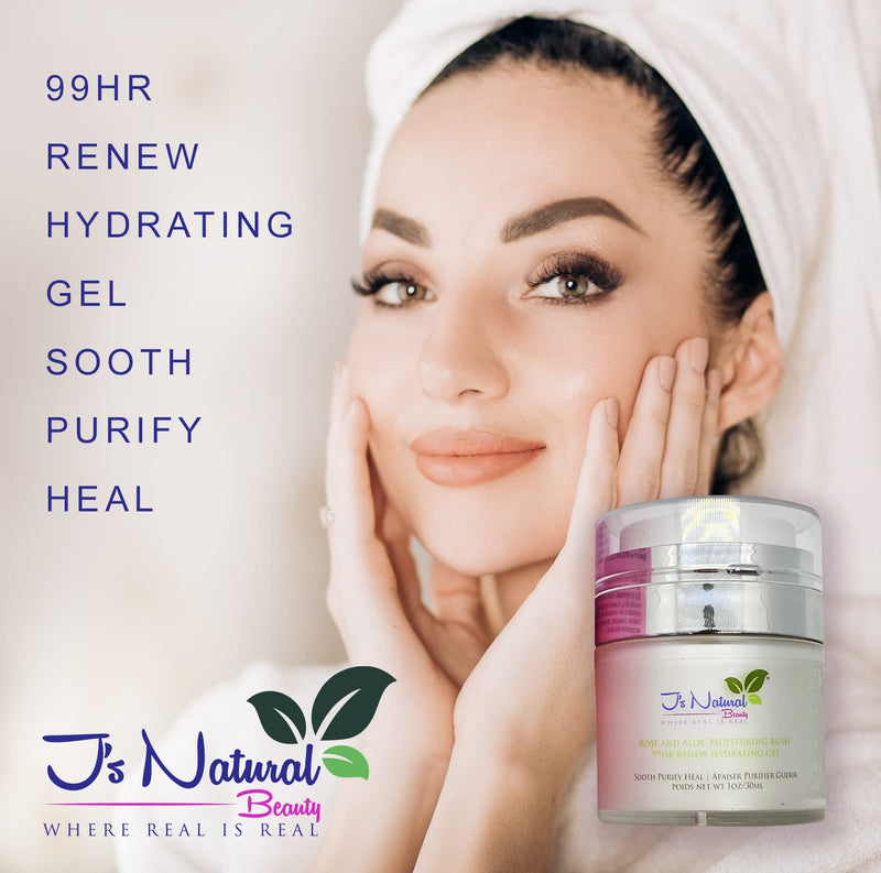 [Australia] - Unrefined Rose and Aloe Vera Moisturizing Rush 99 Hr Renew Hydration All Natural and Vegan Formula/ Highly Moisturizing Gel with Squalene for All Skin Types 