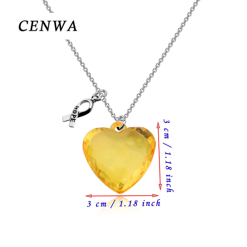 [Australia] - CENWA Cancer Awareness Jewelry Yellow Awareness Necklace with Hope Ribbon Charm Cancer Awareness Jewelry Gift for Endometriosis/Bladder Cancer/Suicide Prevention/Bone Cancer Yellow Awareness N 